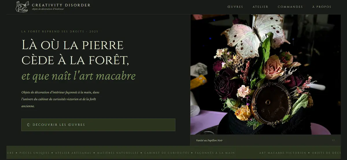 Capture d'écran du site Creativity Disorder